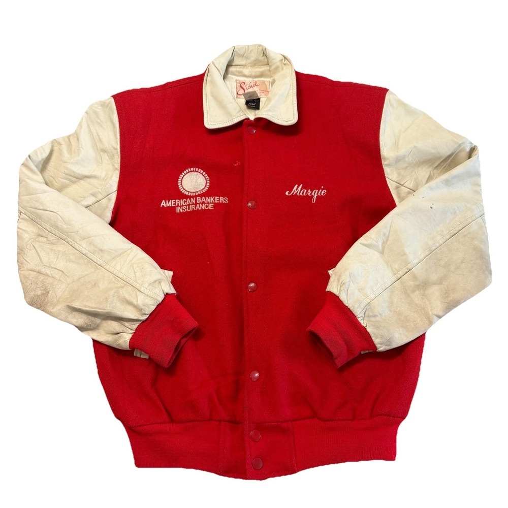 Vintage Sichel USA Wool Leather Varsity Jacket Embroidered Small 80s